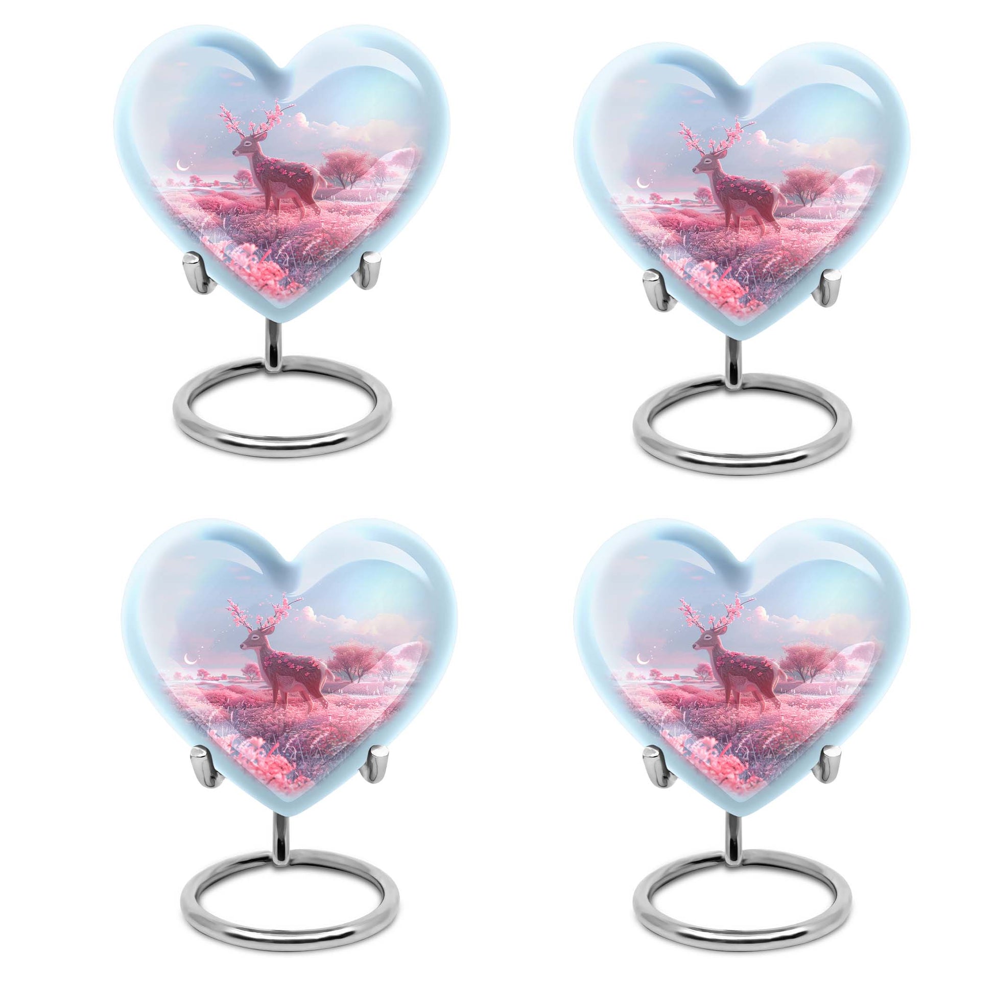 Heart shaped 10-inch Deer Urn, designed with Gramophone theme for human ash memorial
