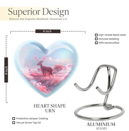 Heart shaped 10-inch Deer Urn, designed with Gramophone theme for human ash memorial