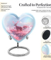 Heart shaped 10-inch Deer Urn, designed with Gramophone theme for human ash memorial