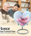 Heart shaped 10-inch Deer Urn, designed with Gramophone theme for human ash memorial