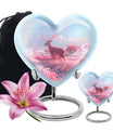 Heart shaped 10-inch Deer Urn, designed with Gramophone theme for human ash memorial