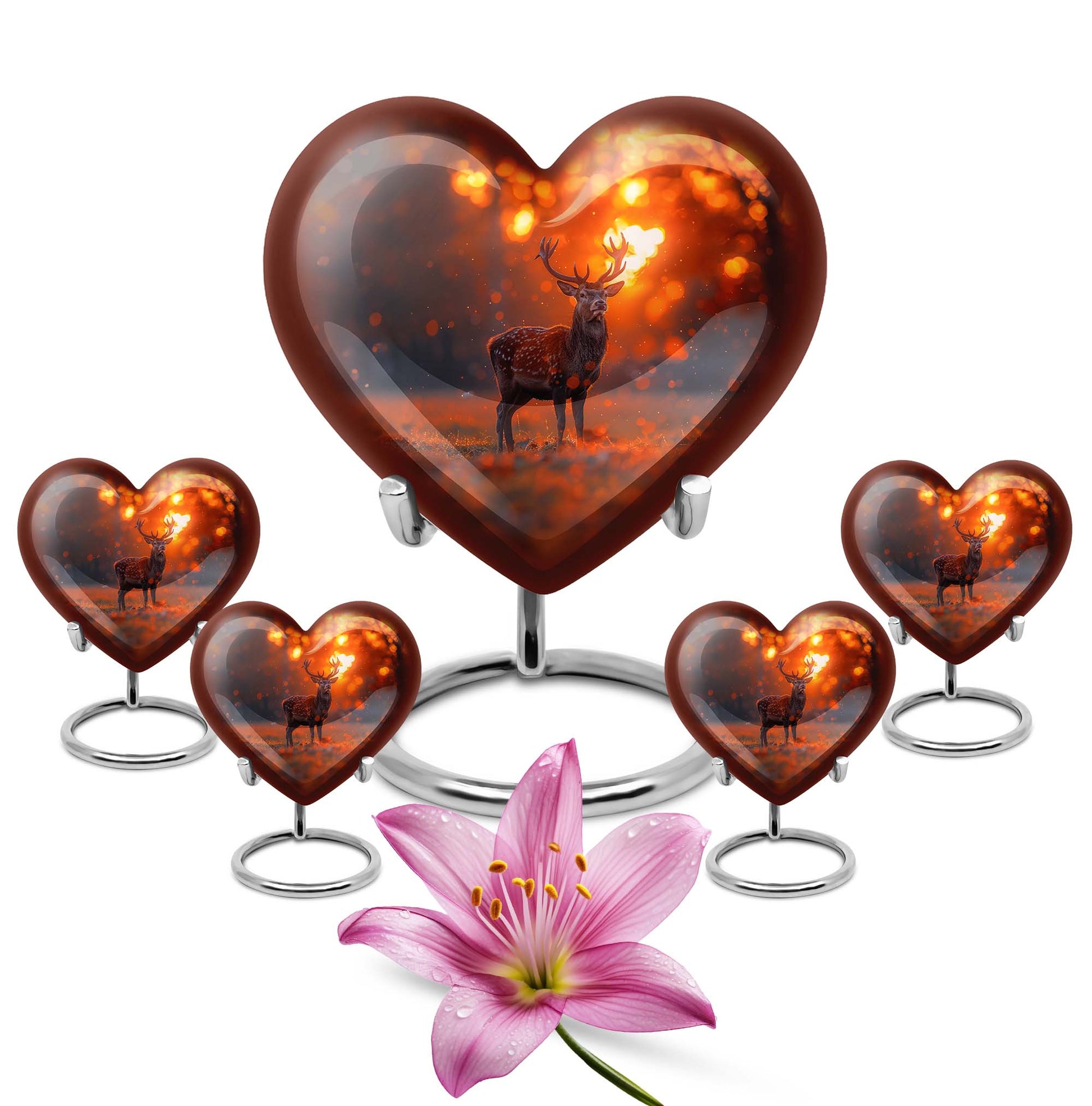 10-inch heart-shaped deer urn 