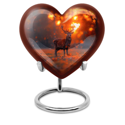 10-inch heart-shaped deer urn 