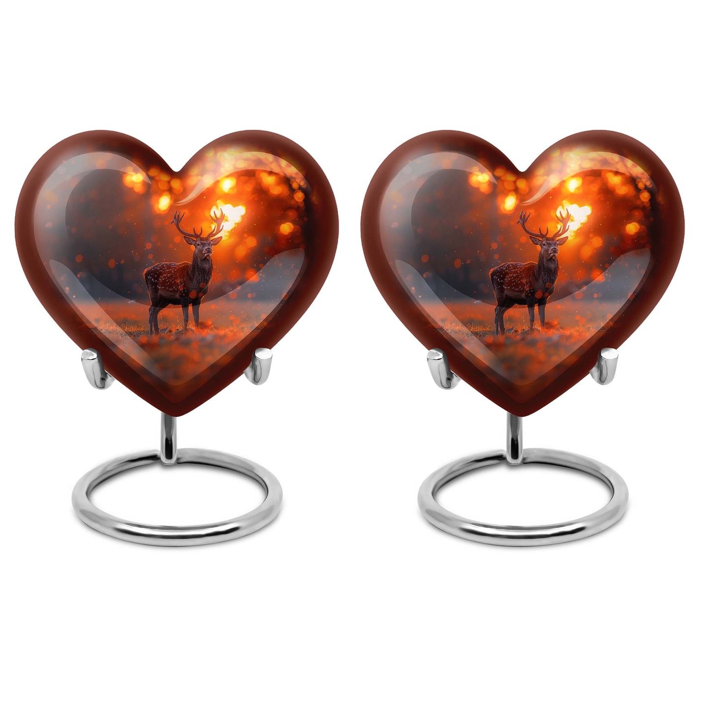10-inch heart-shaped deer urn 