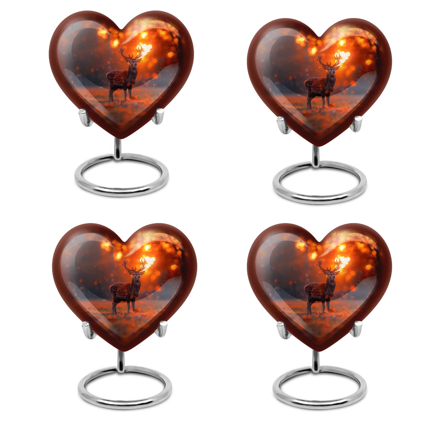 10-inch heart-shaped deer urn 