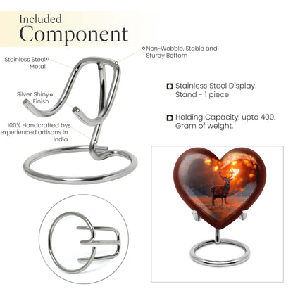10-inch heart-shaped deer urn 