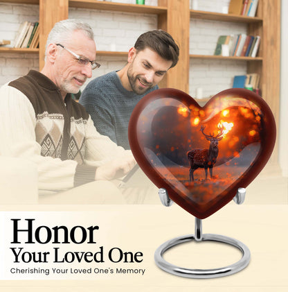 10-inch heart-shaped deer urn 