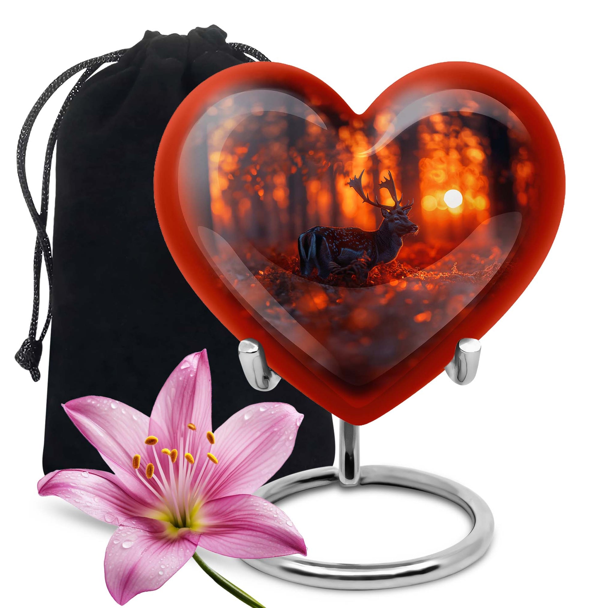 heart-shaped deer urn for human ashes