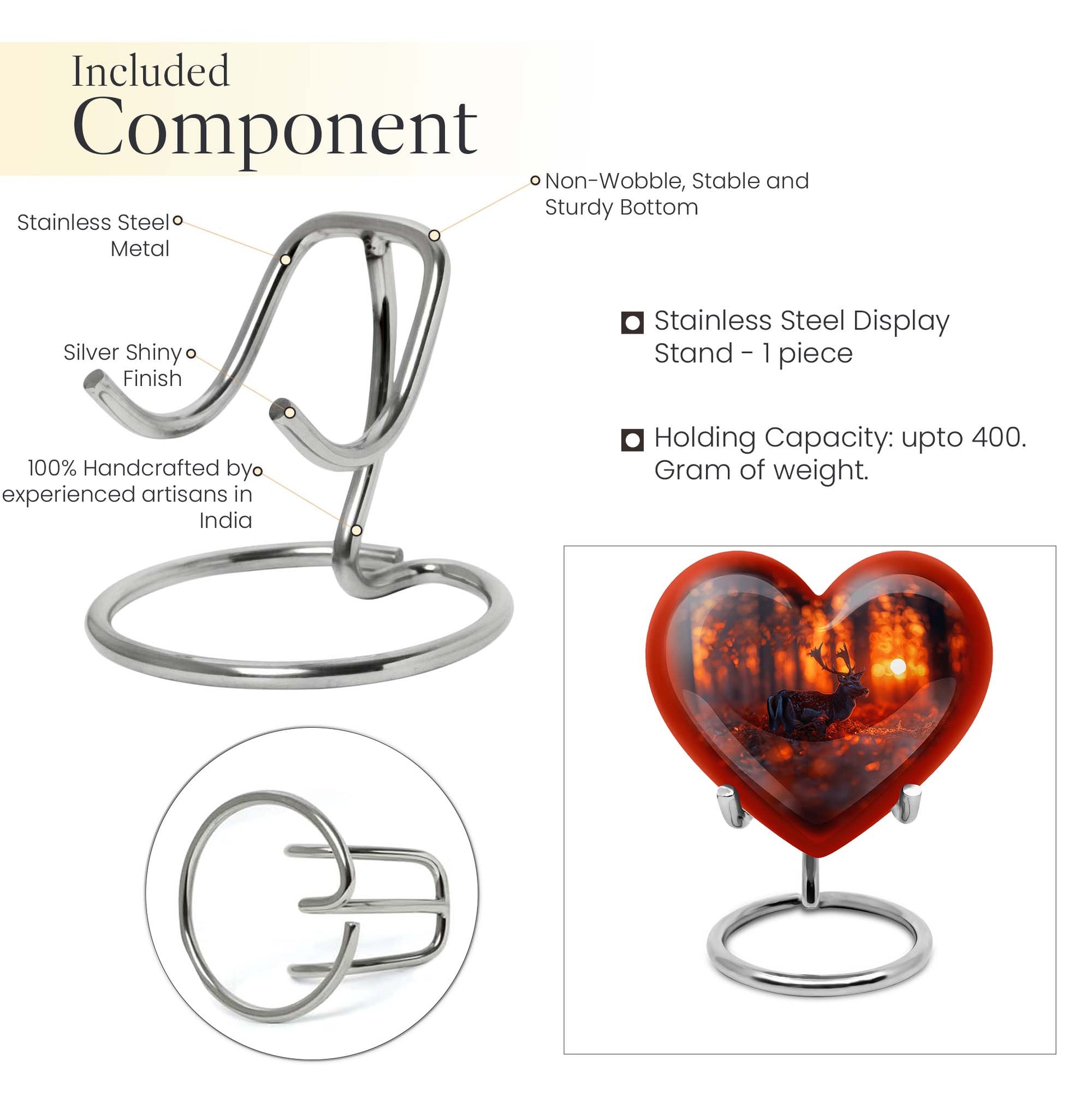 heart-shaped deer urn for human ashes