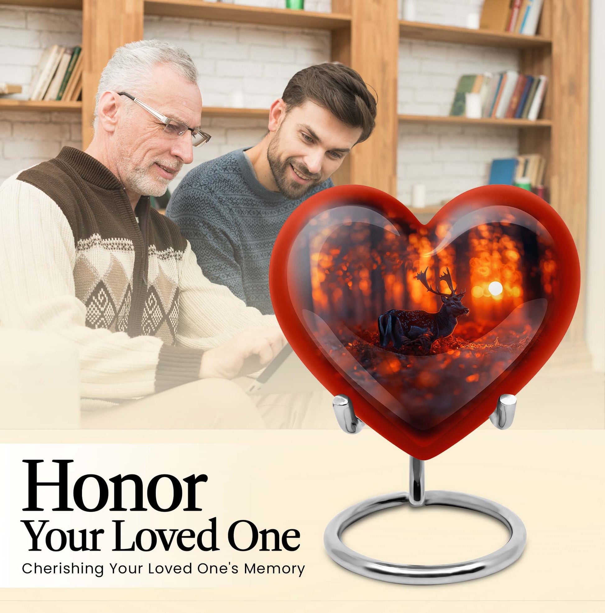 heart-shaped deer urn for human ashes