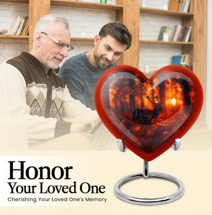 heart-shaped deer urn for human ashes