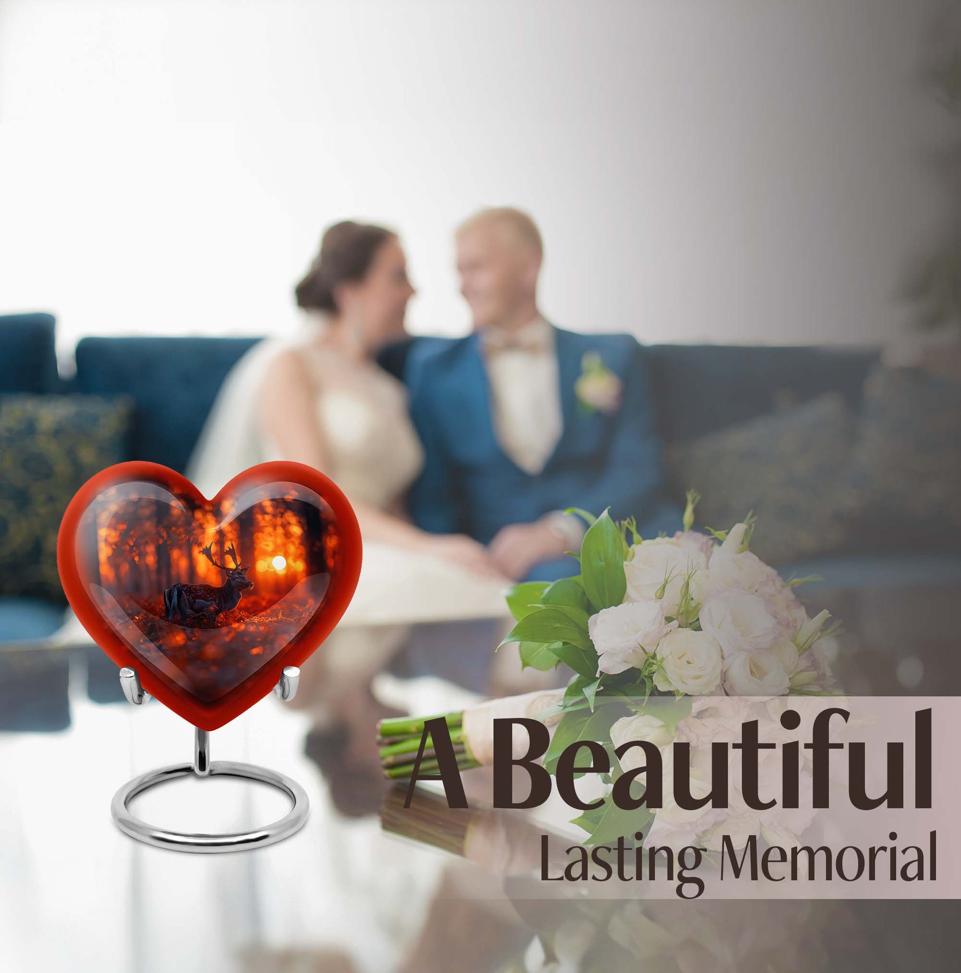 heart-shaped deer urn for human ashes