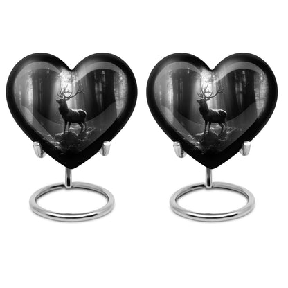 Heart-shaped deer urn for human ashes, customizable, made of aluminium