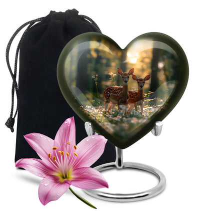 Deer Family Cremation Metal Urns For Human Ashes Large Adult