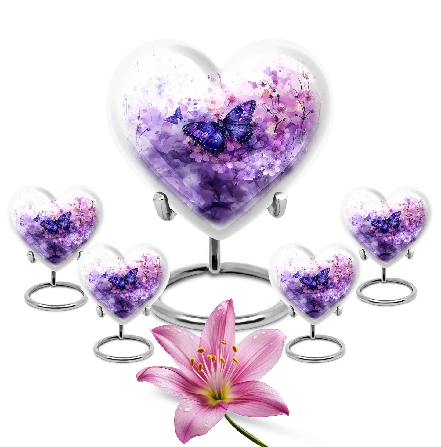 Butterfly Theme Large Urn With 4 Keepsake Urn