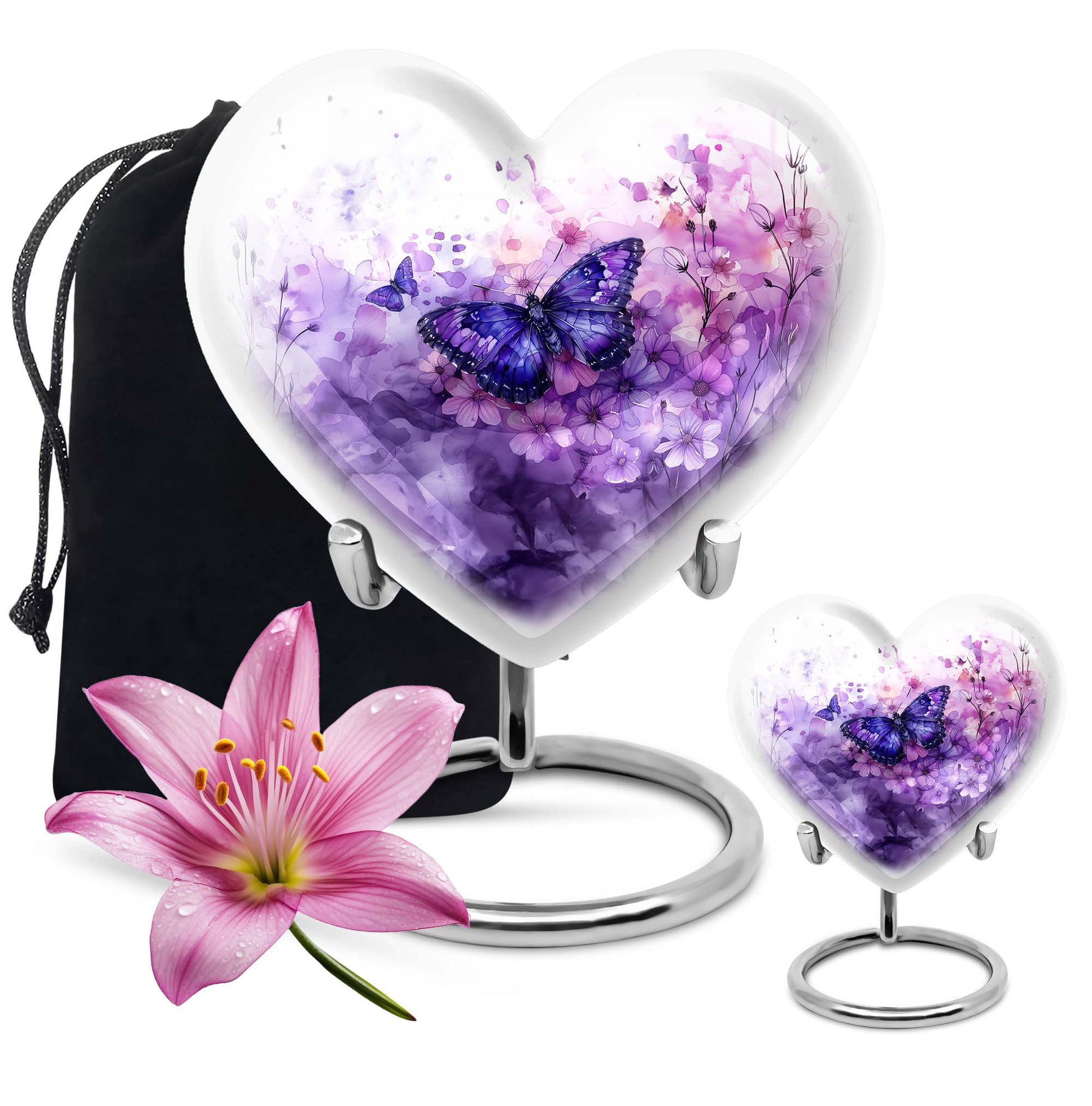 Butterfly Theme Large Urn With 1 Keepsake Urn