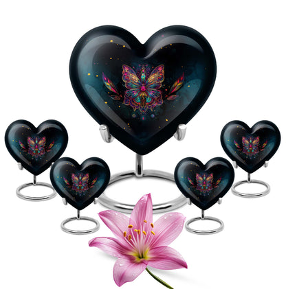 Butterfly Theme Large Urn With 4 Keepsake Urn