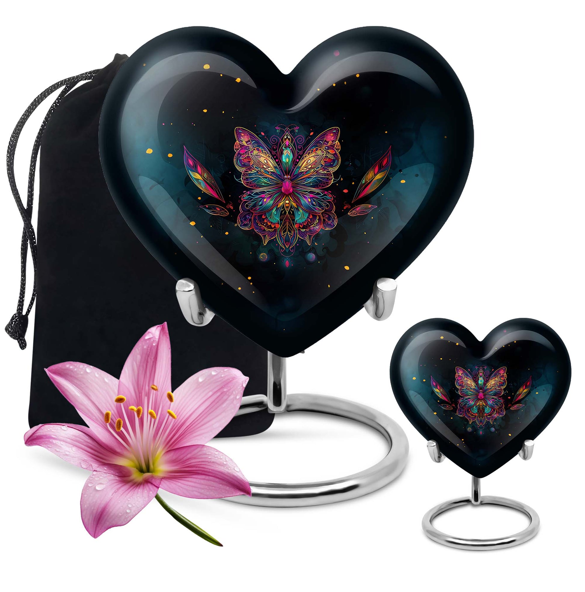 Butterfly Theme Large Urn With 1 Keepsake Urn