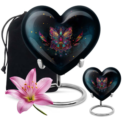 Butterfly Theme Large Urn With 1 Keepsake Urn