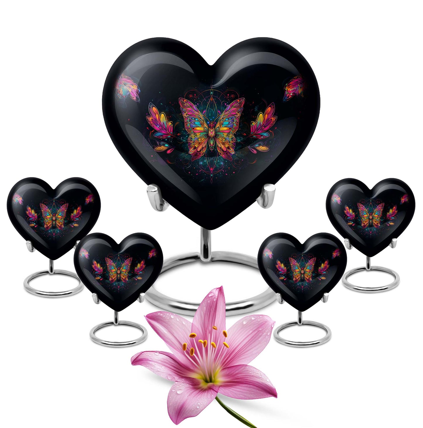 Butterfly Theme Large Urn With 4 Keepsake Urn