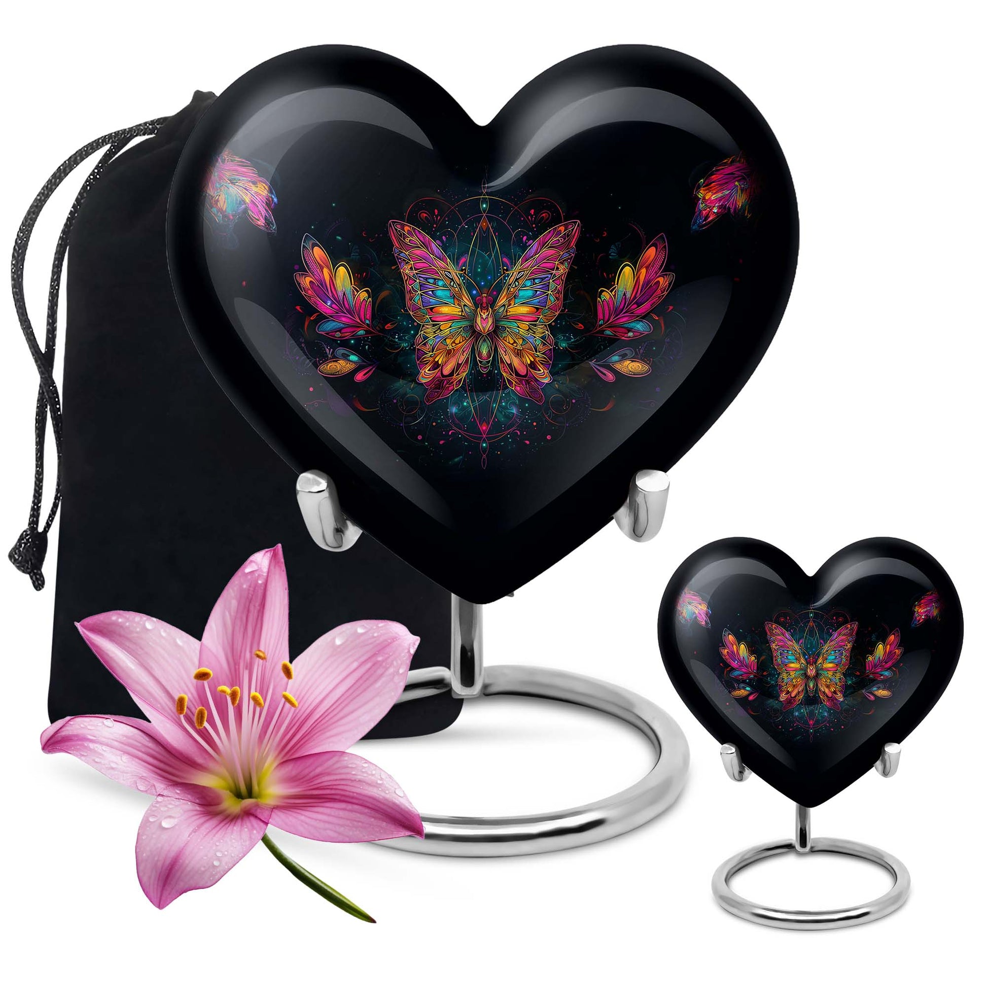 Butterfly Theme Large Urn With 1 Keepsake Urn