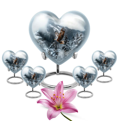 Eagle Theme Large Urn With 4 Keepsake Urn
