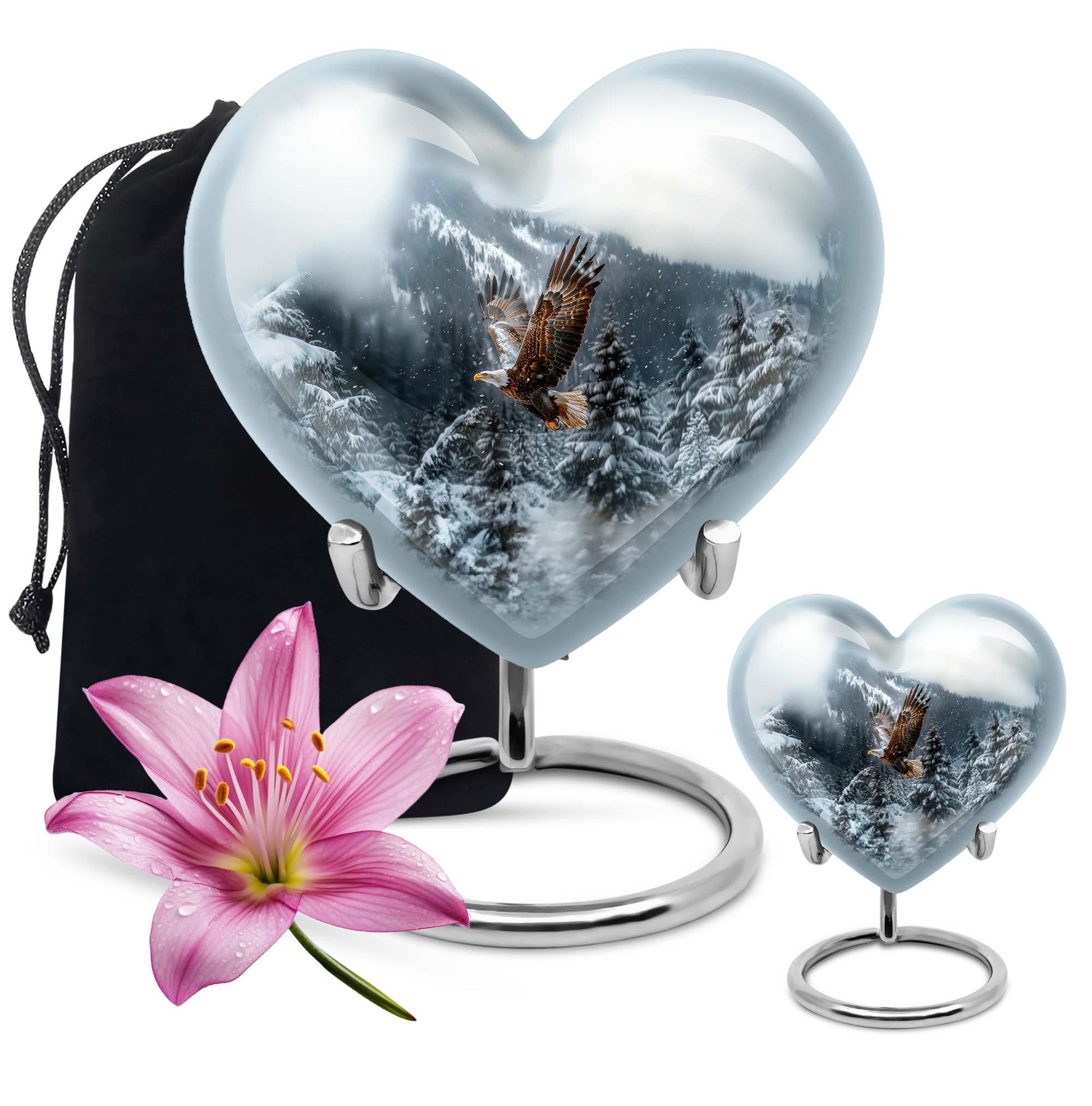 Eagle Theme Large Urn With 1 Keepsake Urn