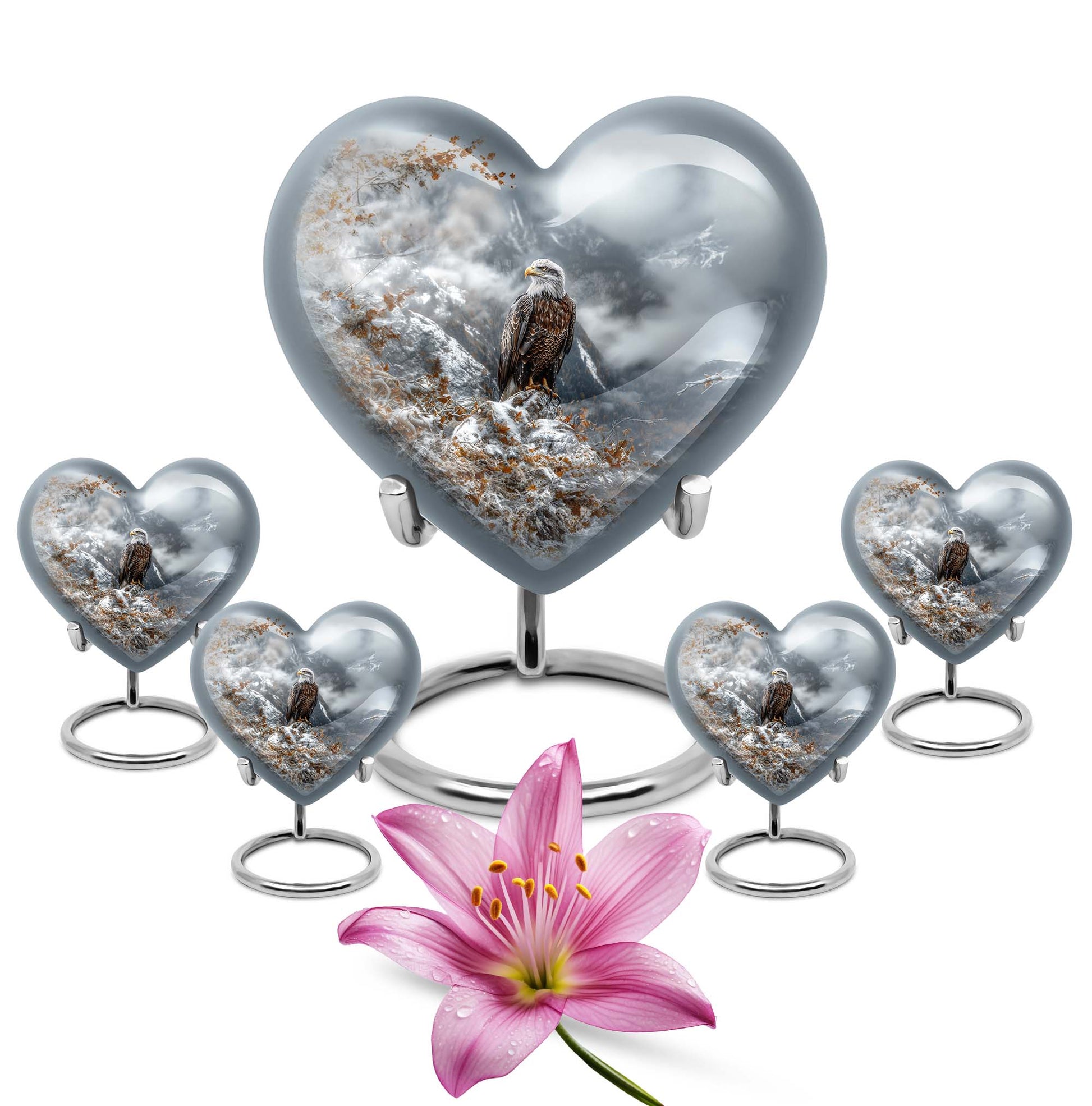 Eagle Theme Large Urn With 4 Keepsake Urn