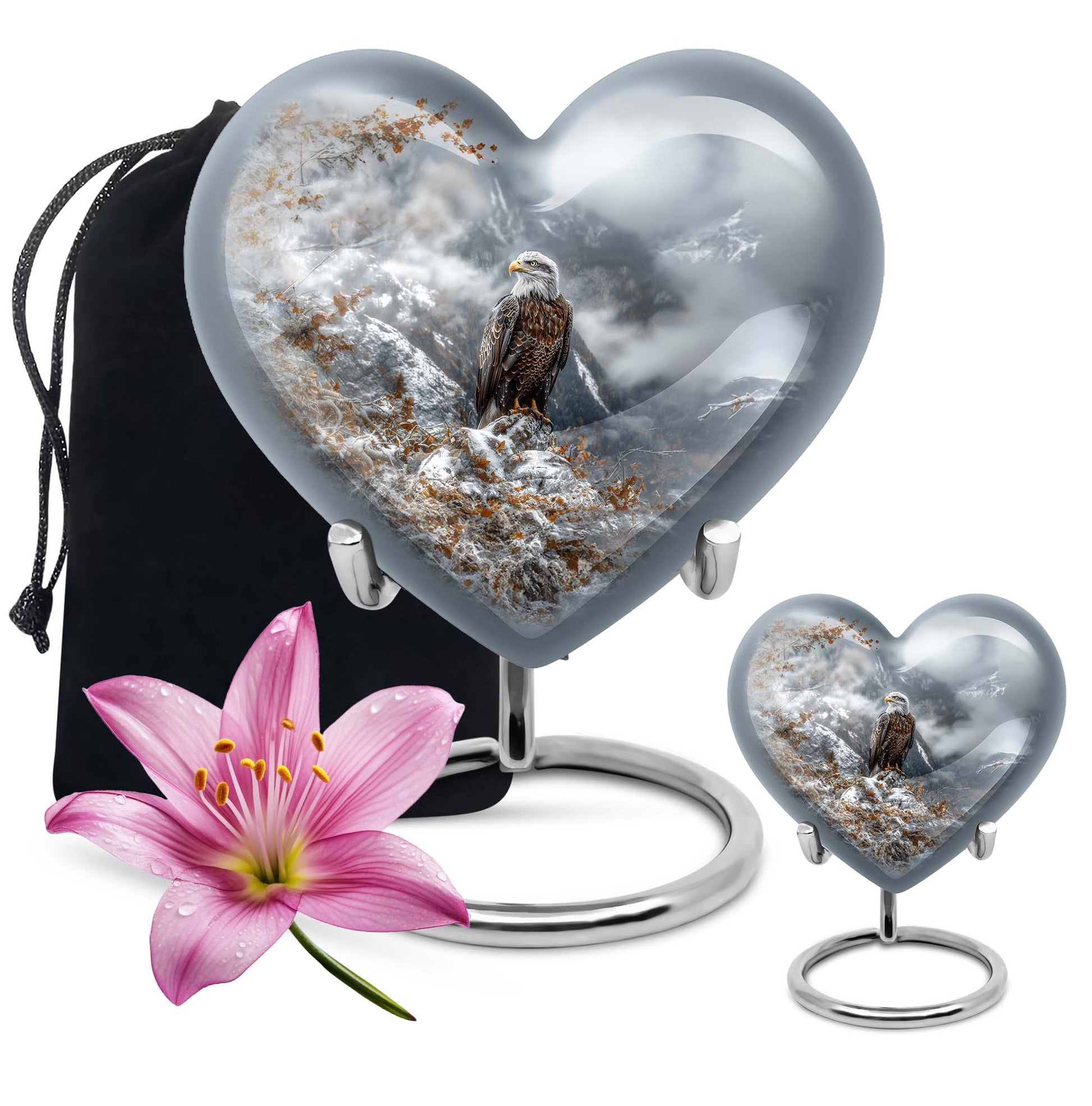 Eagle Theme Large Urn With 1 Keepsake Urn