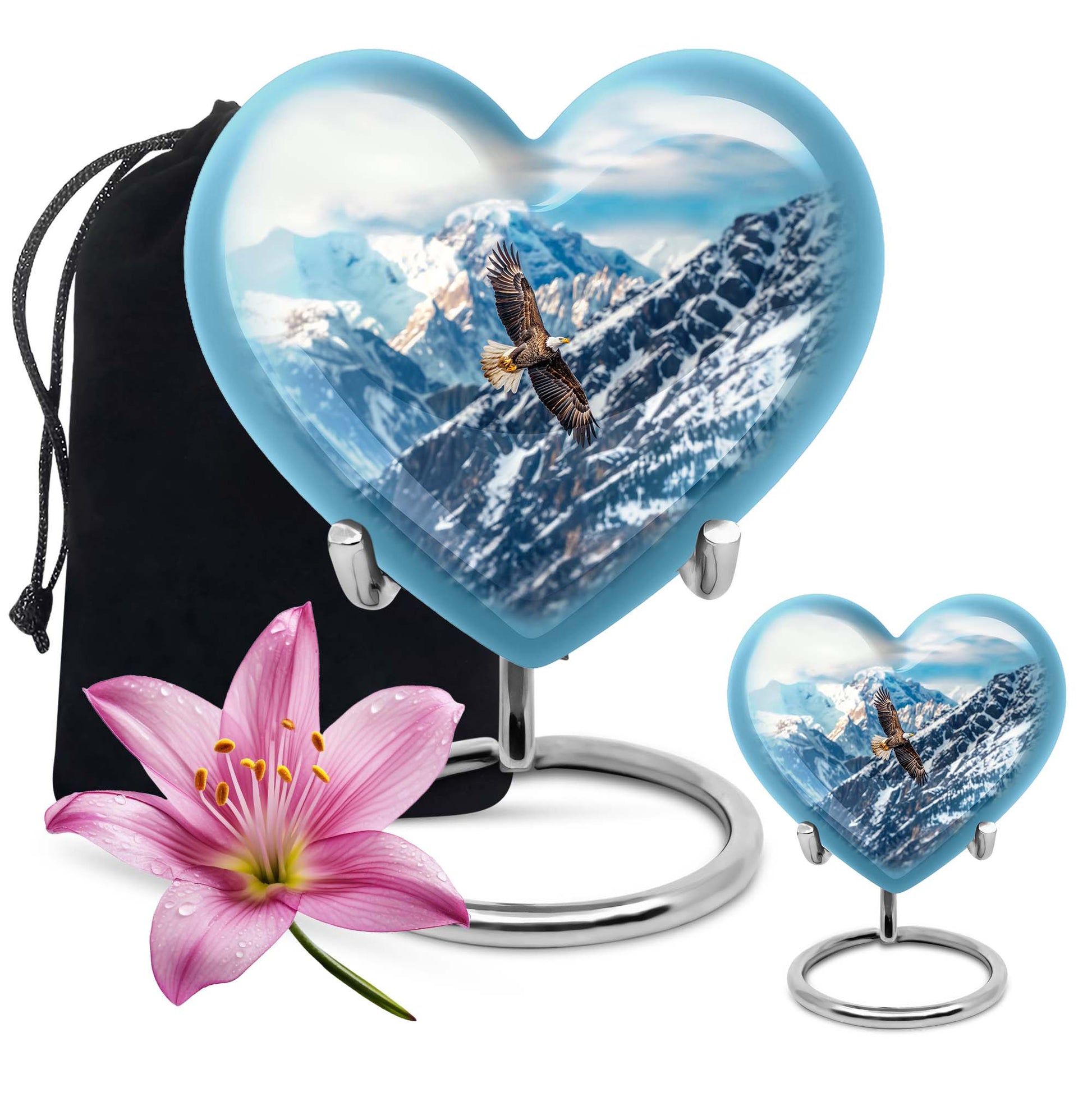 Eagle Theme Large Urn With 1 Keepsake Urn