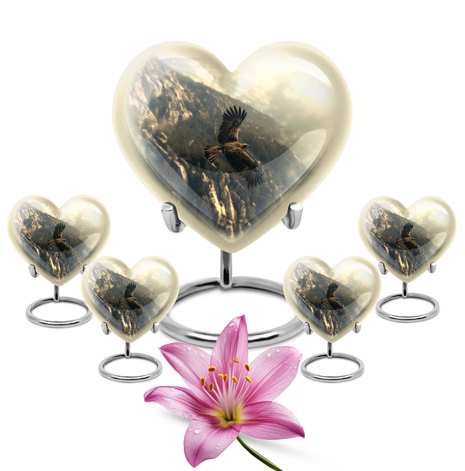 Eagle Theme Large Urn With 4 Keepsake Urn