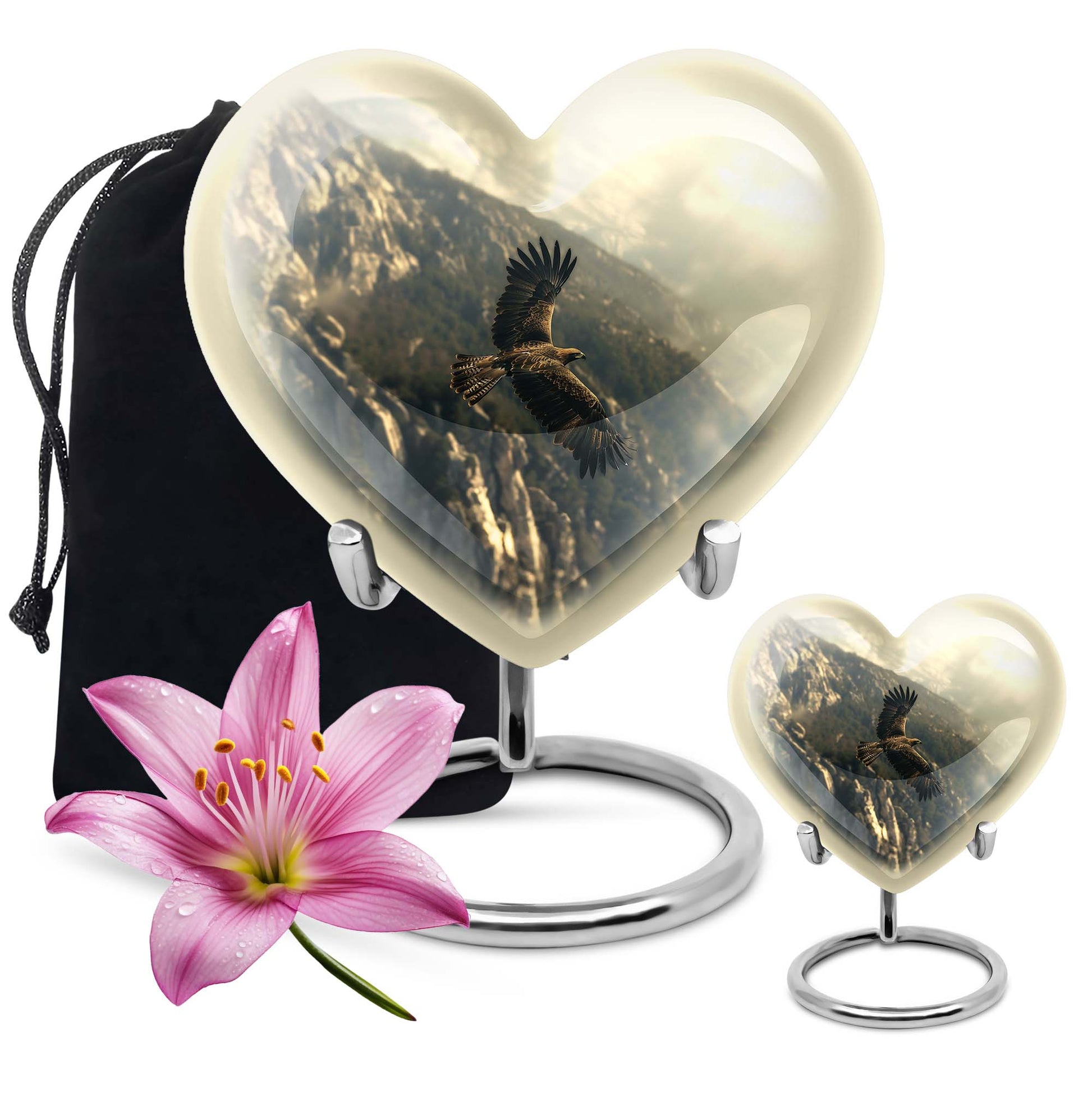 Eagle Theme Large Urn With 1 Keepsake Urn