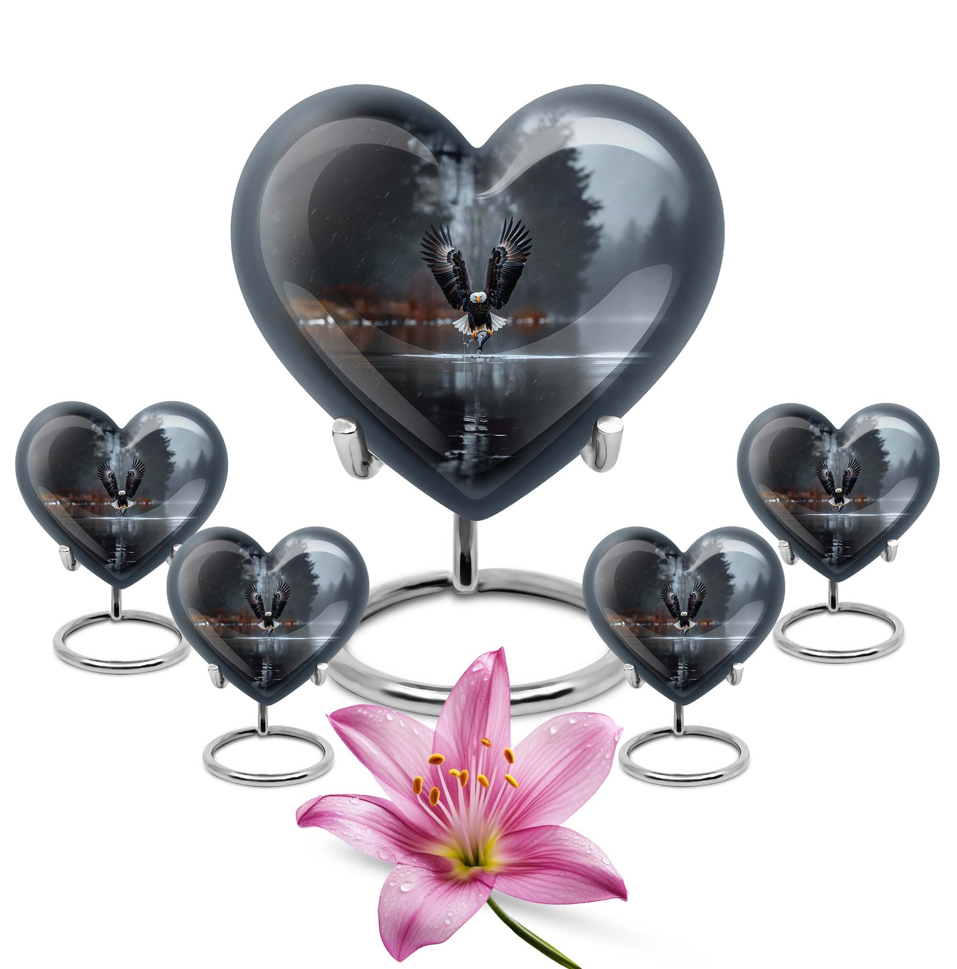 Eagle Theme Large Urn With 4 Keepsake Urn