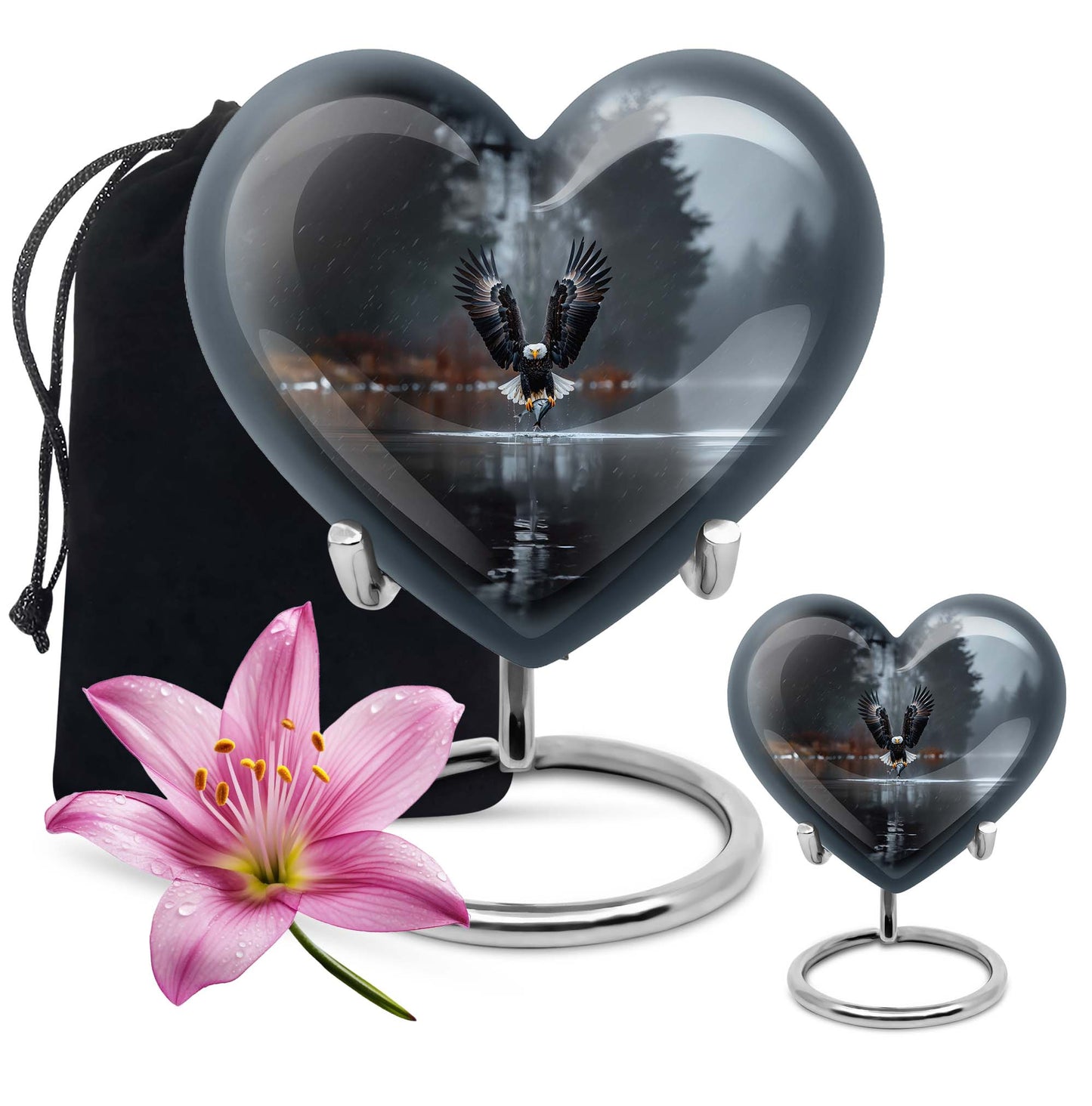 Eagle Theme Large Urn With 1 Keepsake Urn