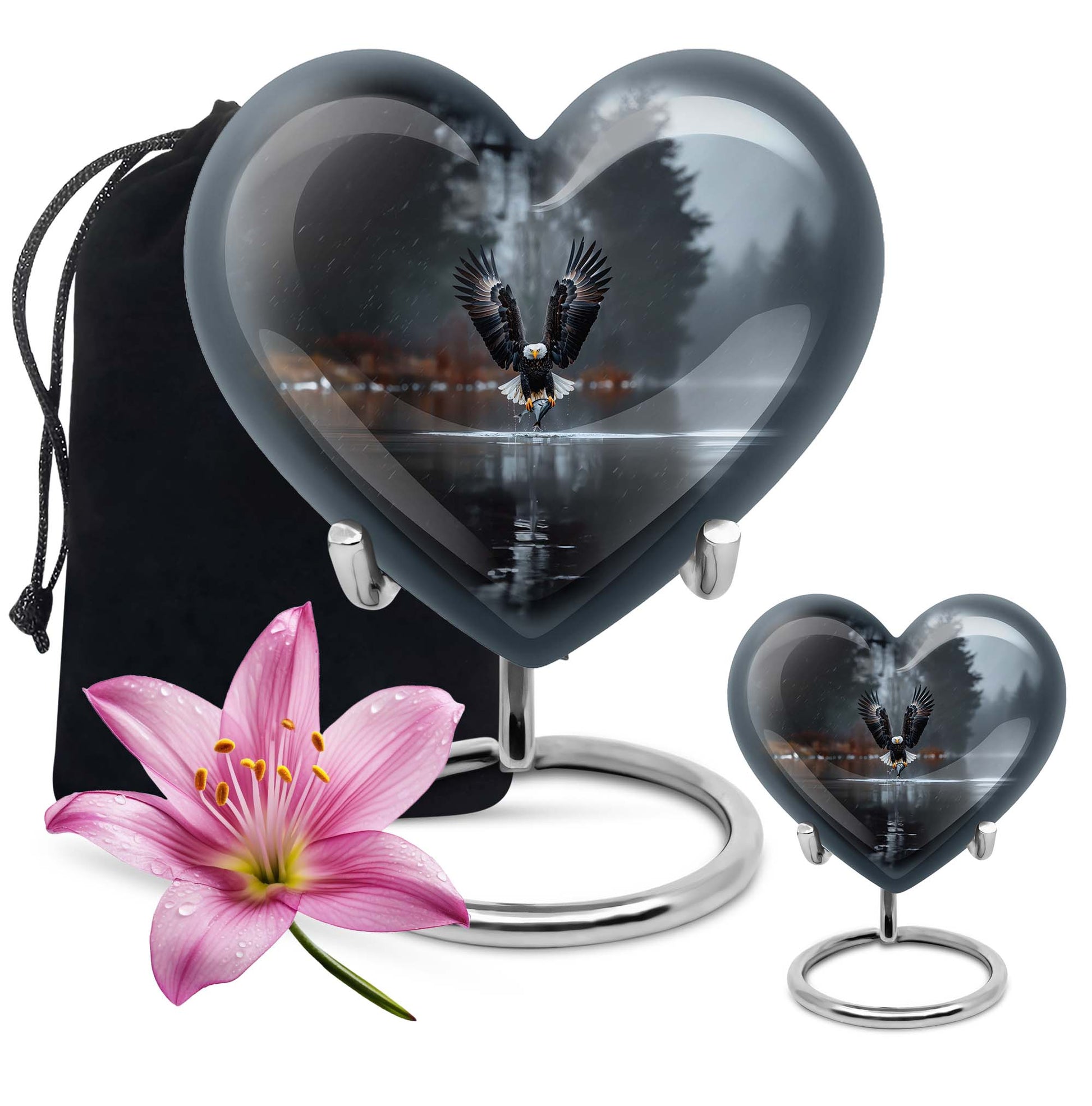 Eagle Theme Large Urn With 1 Keepsake Urn