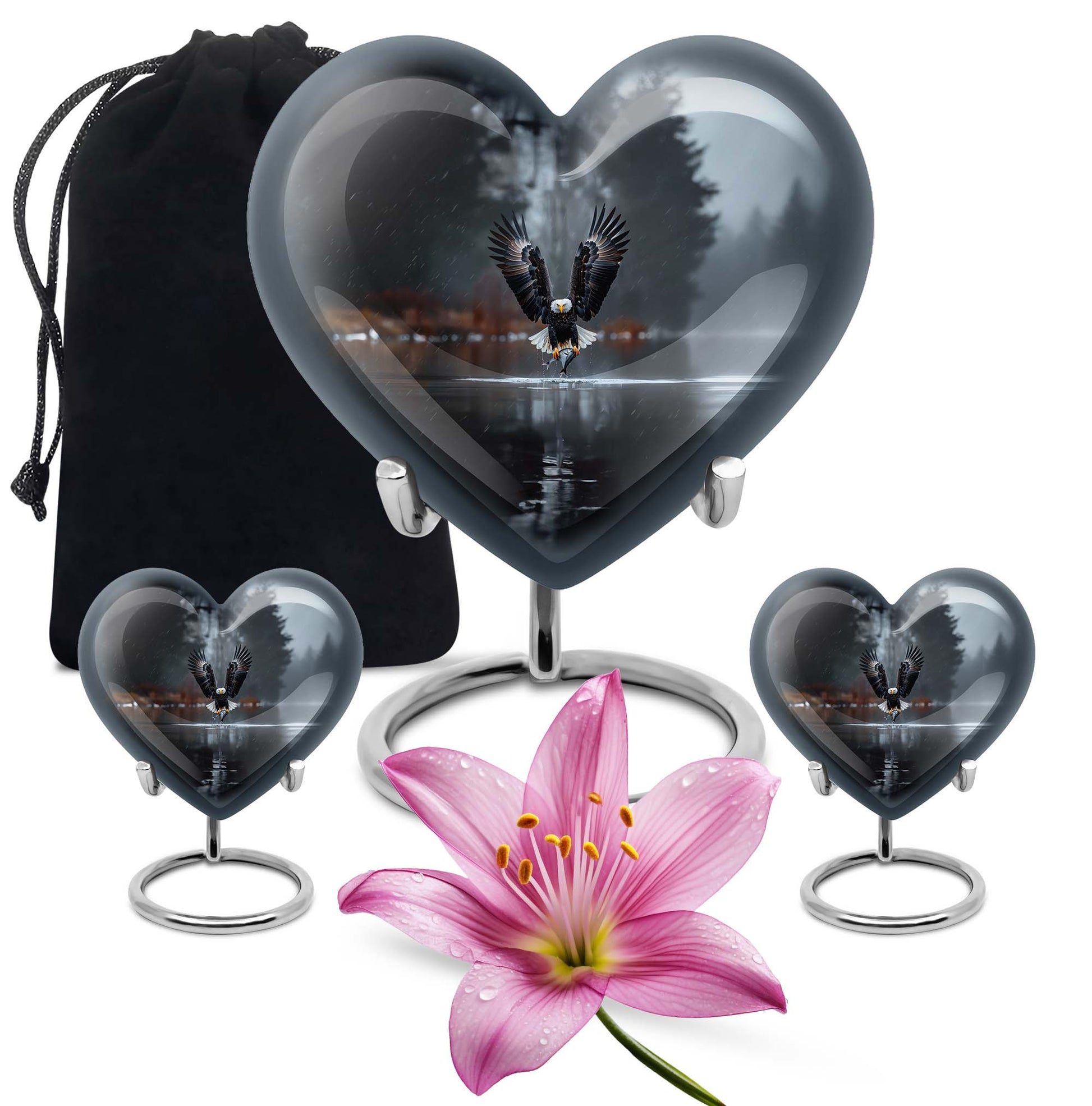 Eagle Theme Large Urn With 2 Keepsake Urn