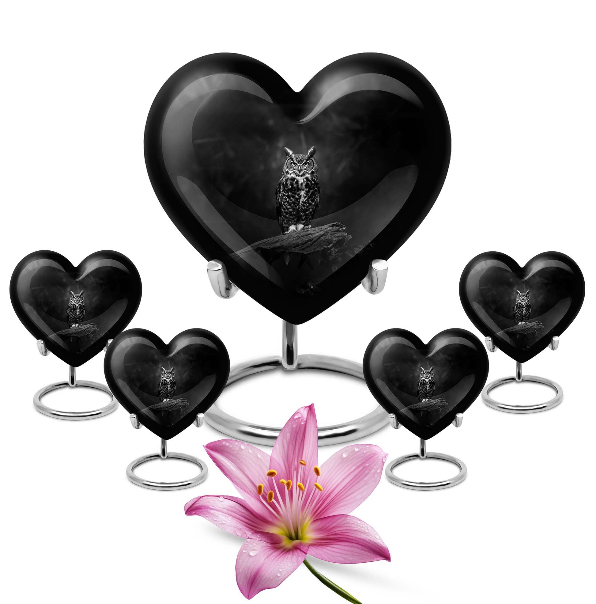 Owl Theme Large Urn With 4 Keepsake Urn