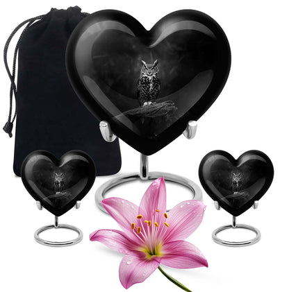 Owl Theme Large Urn With 2 Keepsake Urn