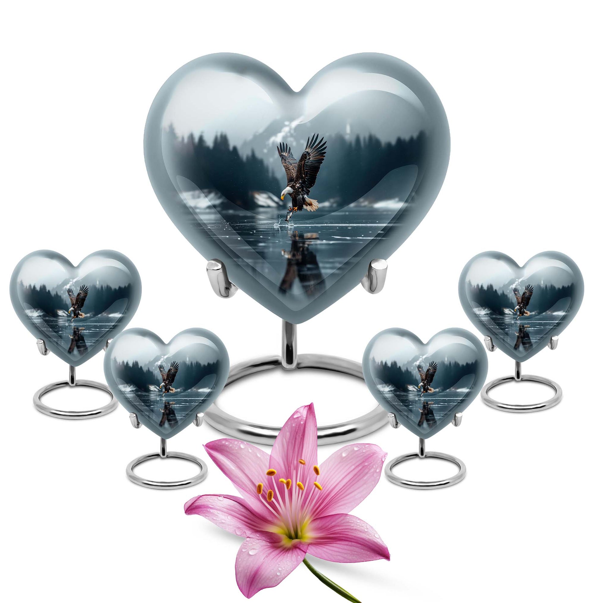 Eagle Theme Large Urn With 4 Keepsake Urn