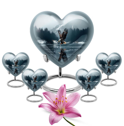 Eagle Theme Large Urn With 4 Keepsake Urn