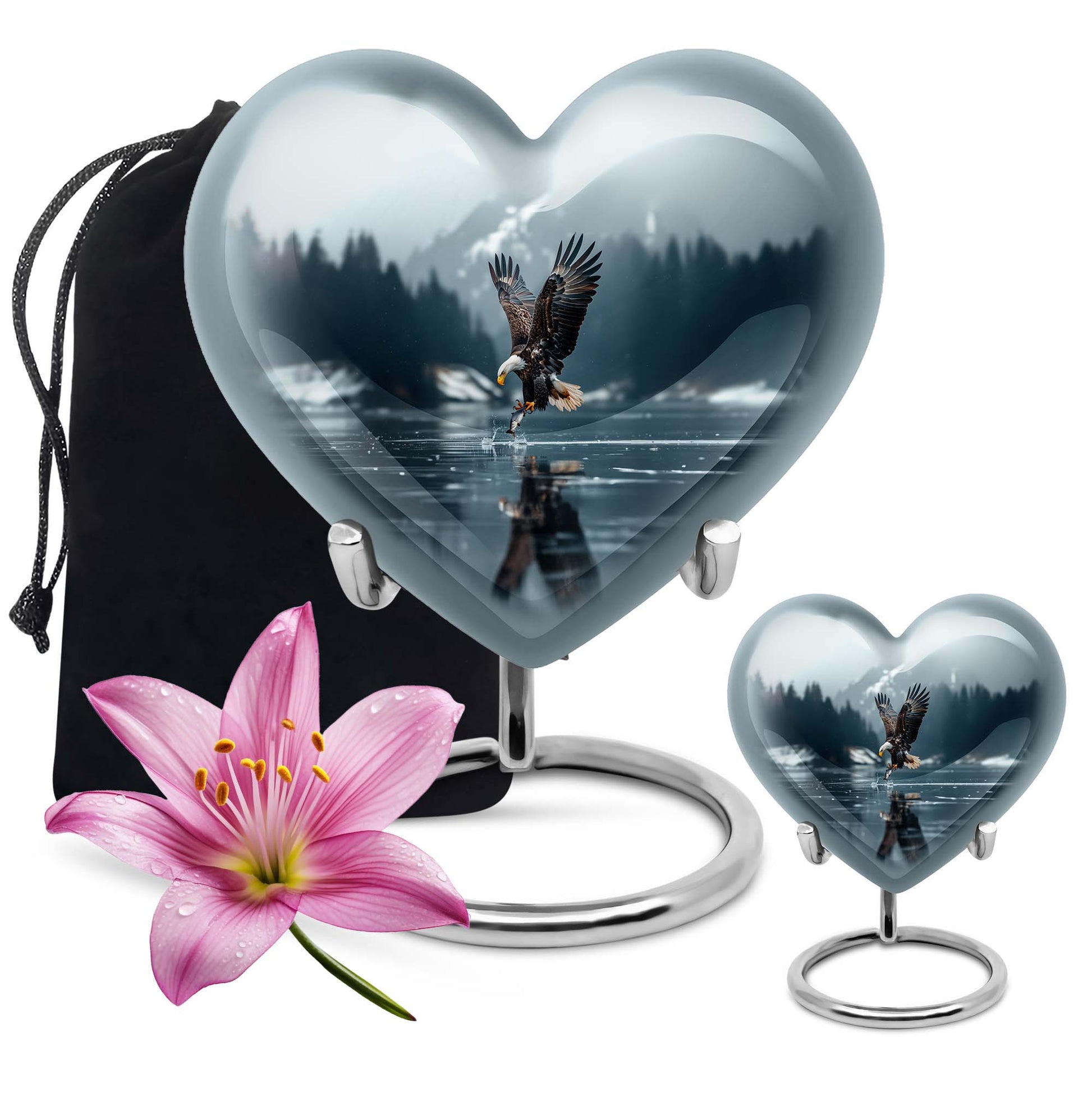 Eagle Theme Large Urn With 1 Keepsake Urn