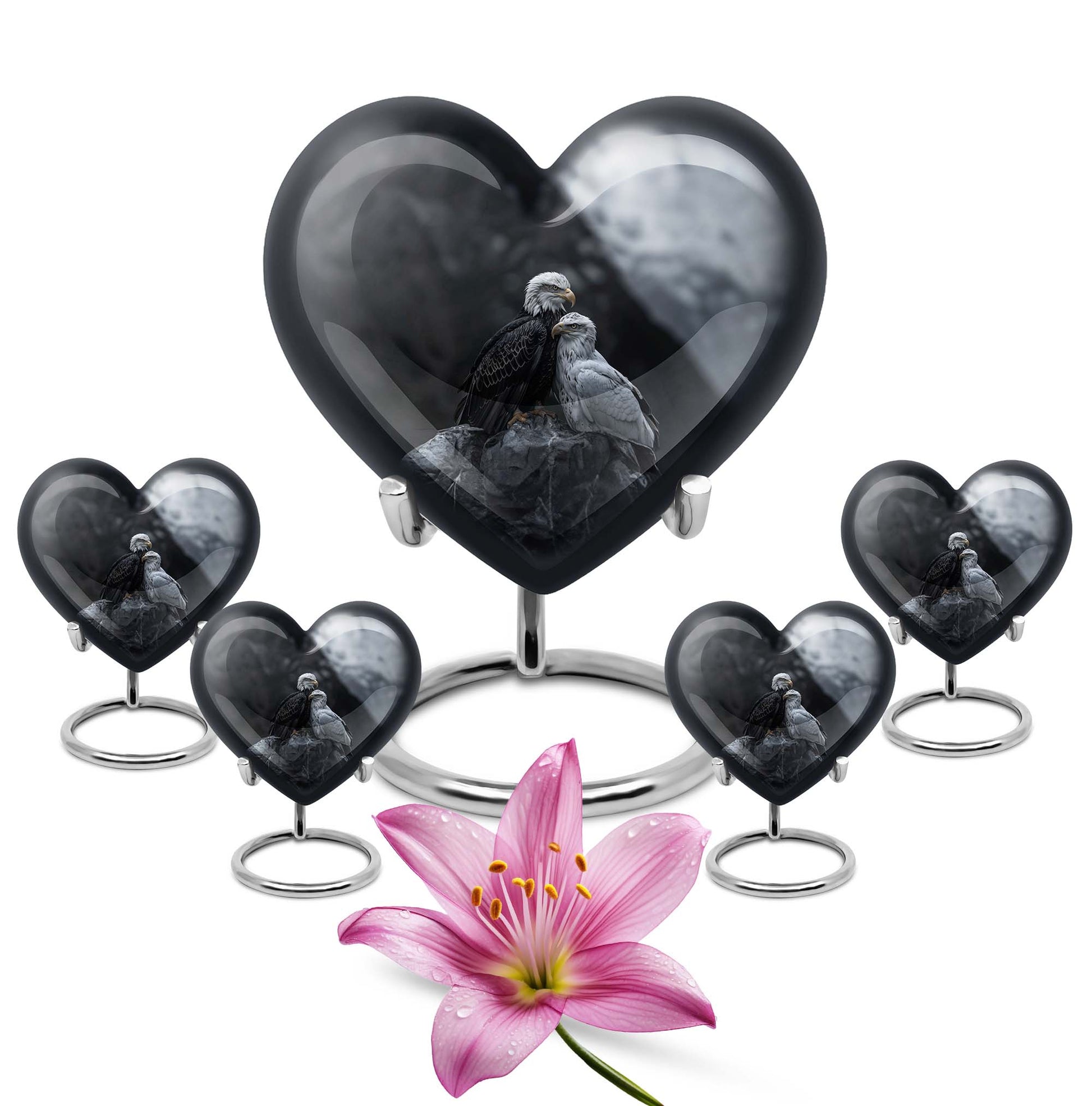 Eagle Theme Large Urn With 4 Keepsake Urn