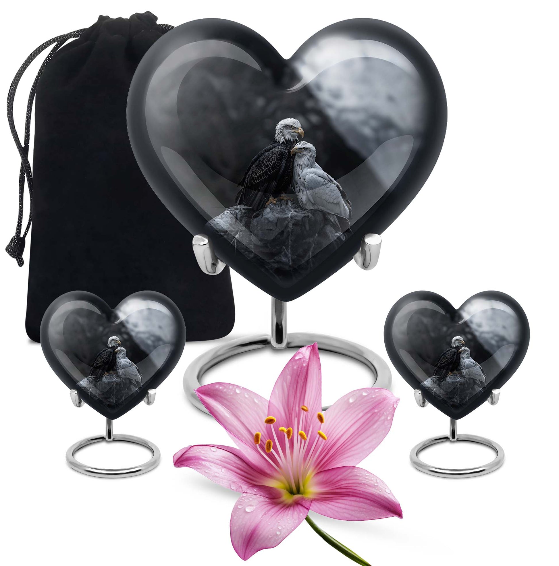 Eagle Theme Large Urn With 2 Keepsake Urn