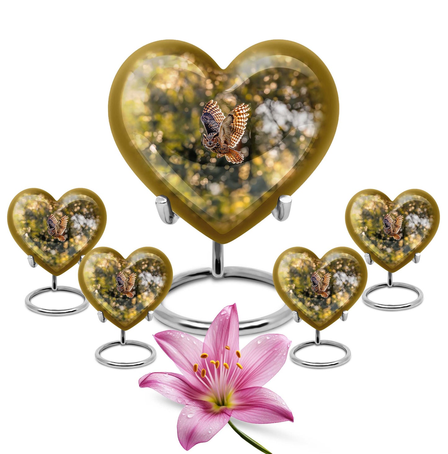Owl Theme Large Urn With 4 Keepsake Urn