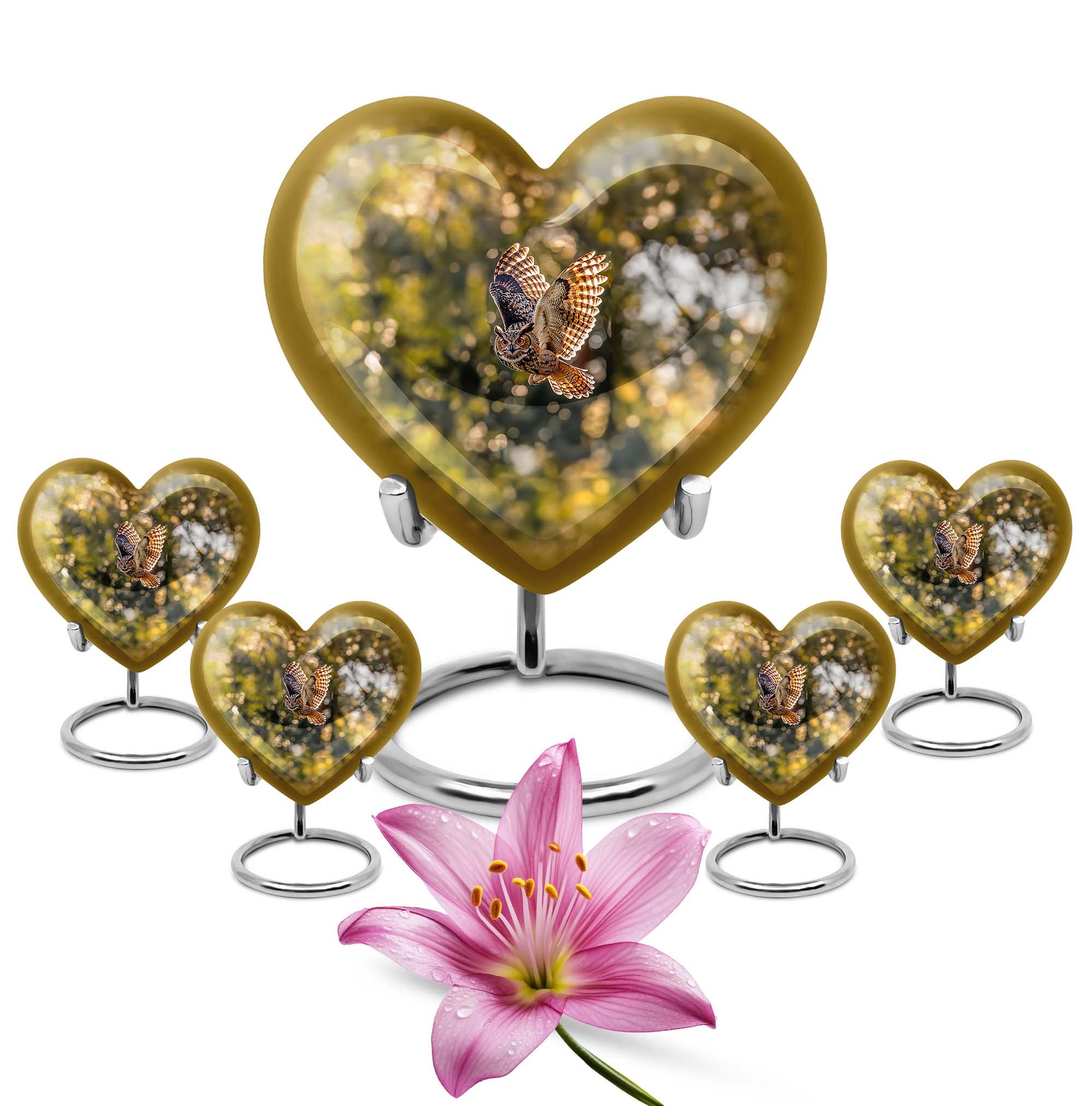 Owl Theme Large Urn With 4 Keepsake Urn
