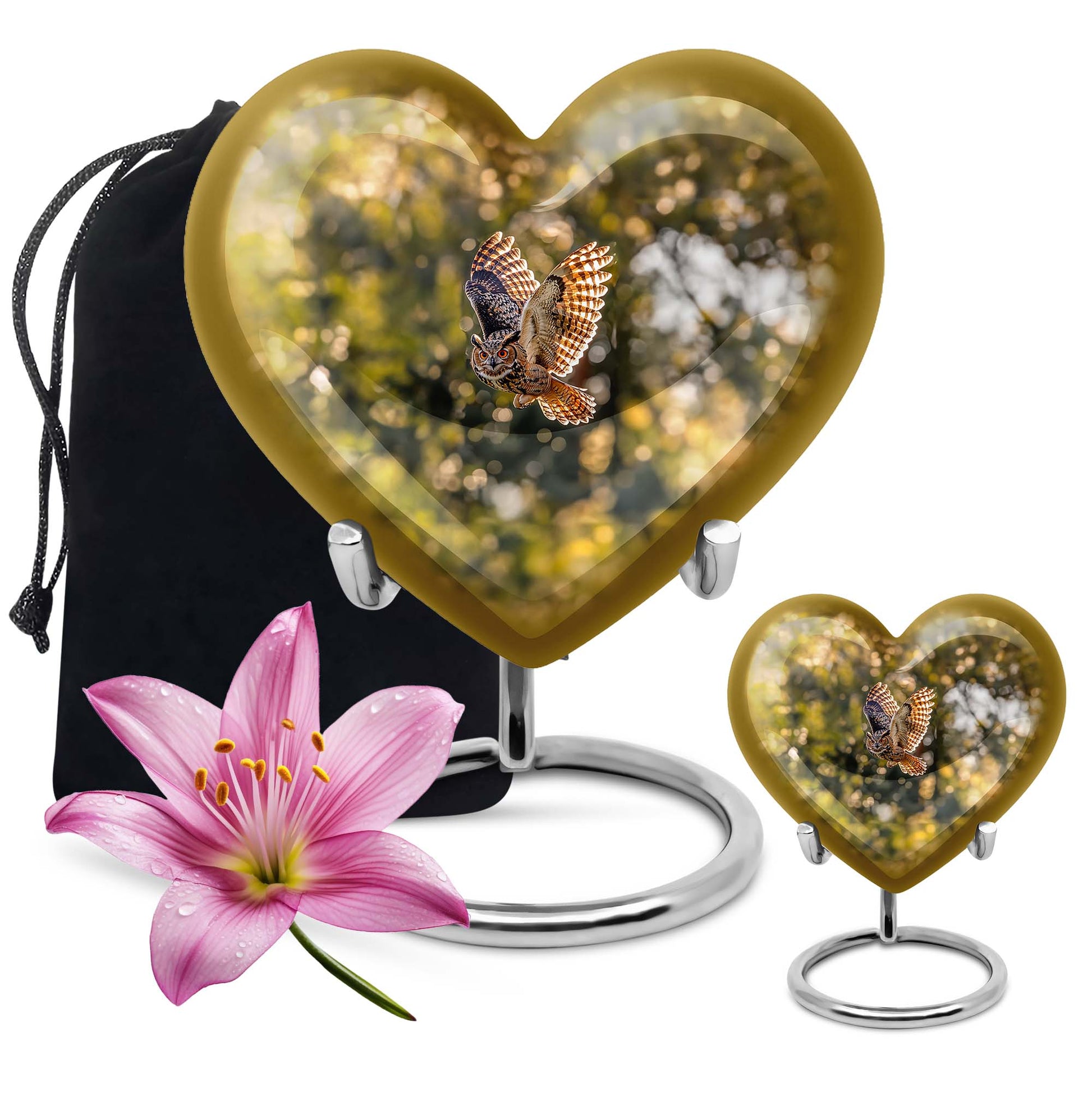 Owl Theme Large Urn With 1 Keepsake Urn