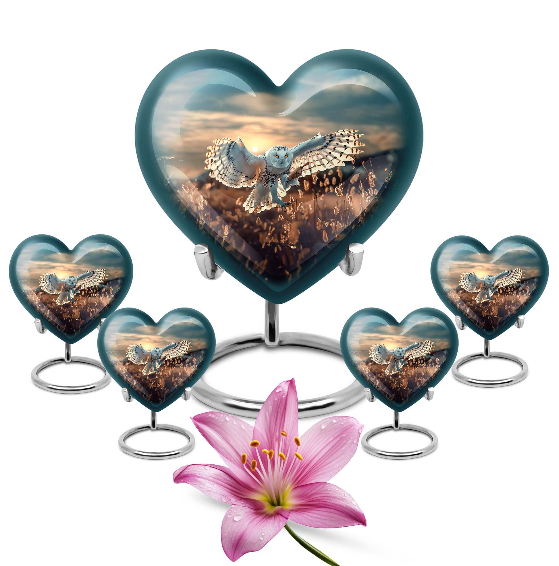 Owl Theme Large Urn With 4 Keepsake Urn