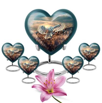 Owl Theme Large Urn With 4 Keepsake Urn
