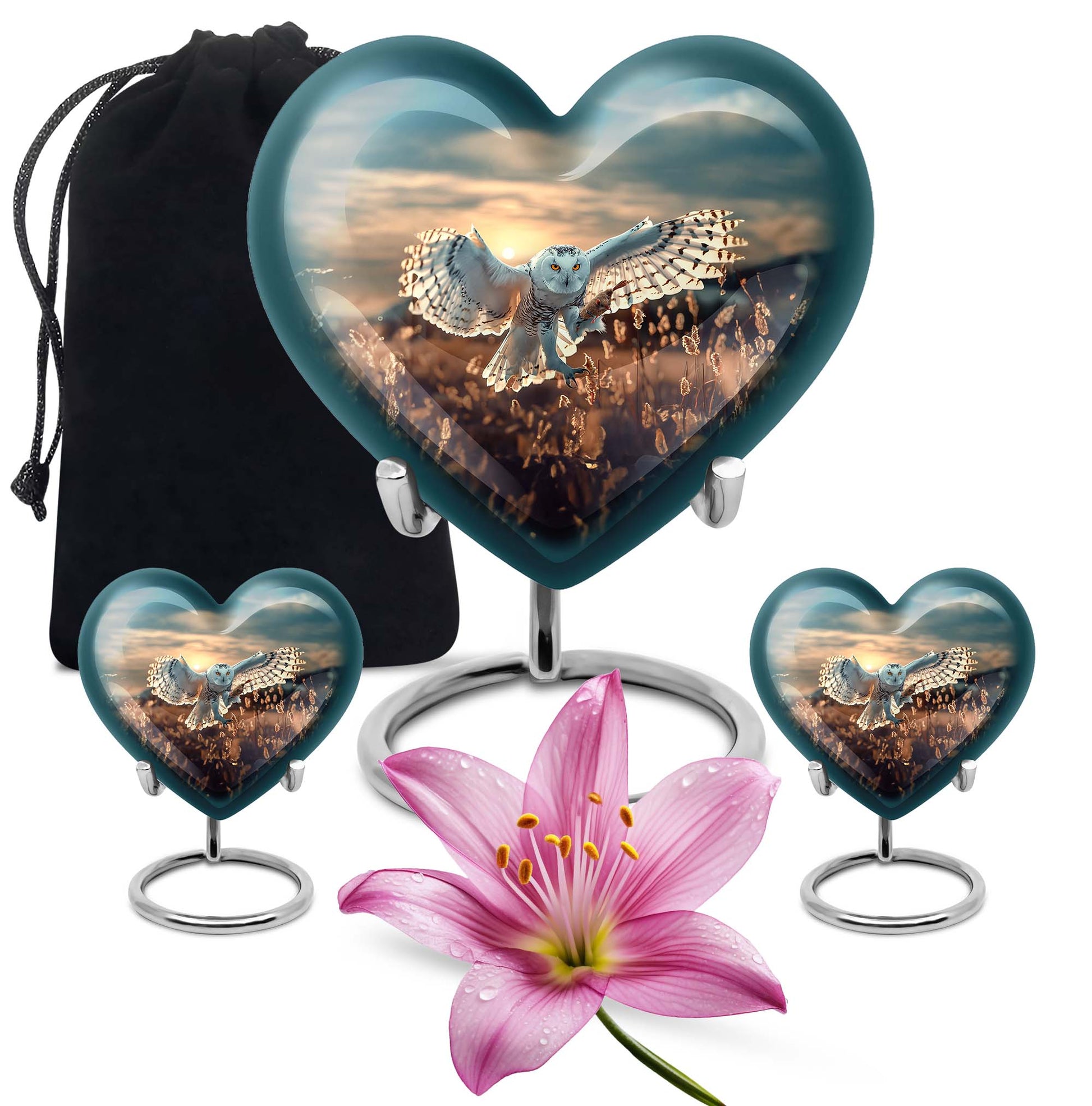 Owl Theme Large Urn With 2 Keepsake Urn