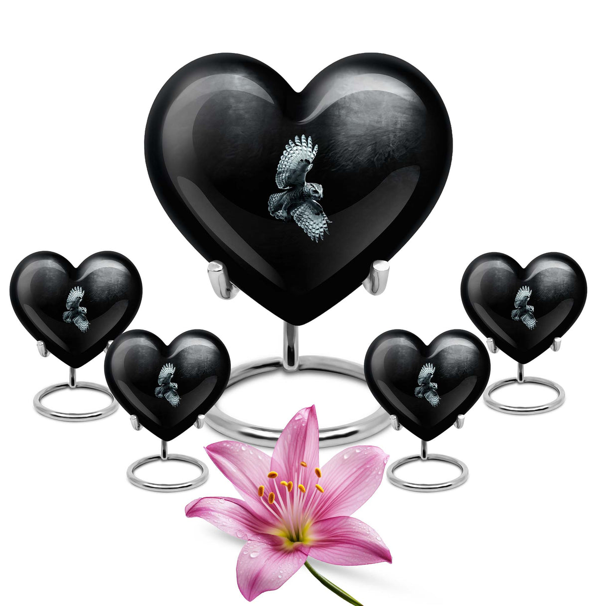 Owl Theme Large Urn With 4 Keepsake Urn